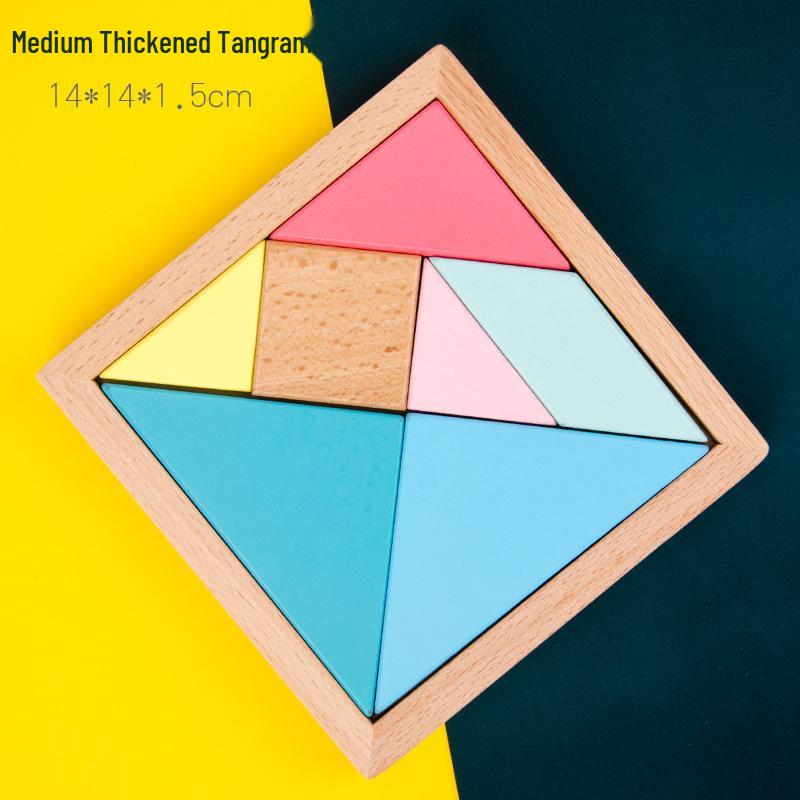 Wooden Early Learning Tangram Puzzle for Infants & Toddlers - Educational Beech Wood Toy for Creative Development