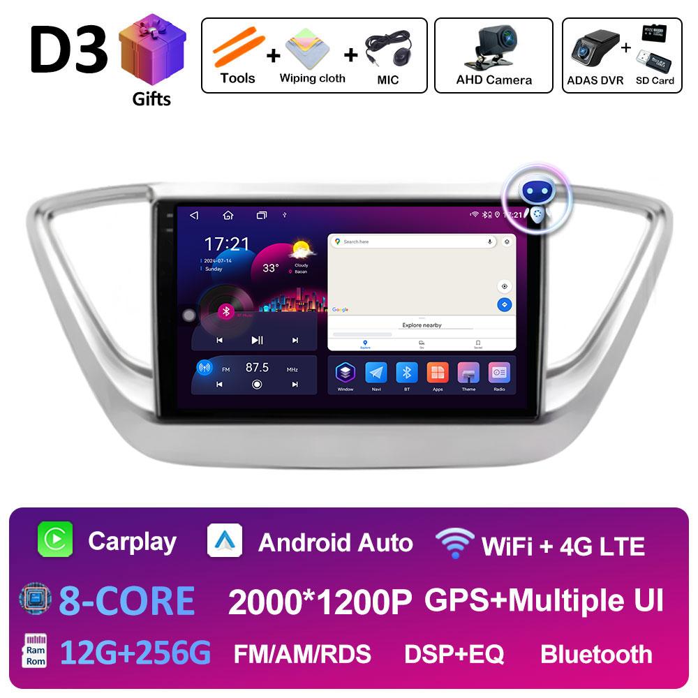 For Hyundai Solaris 2 Verna Accent 2017 2018 2019 2020 DSP Stereo Autoradio 9 inch Wireless Carplay Cooling fan WIFI Accessories