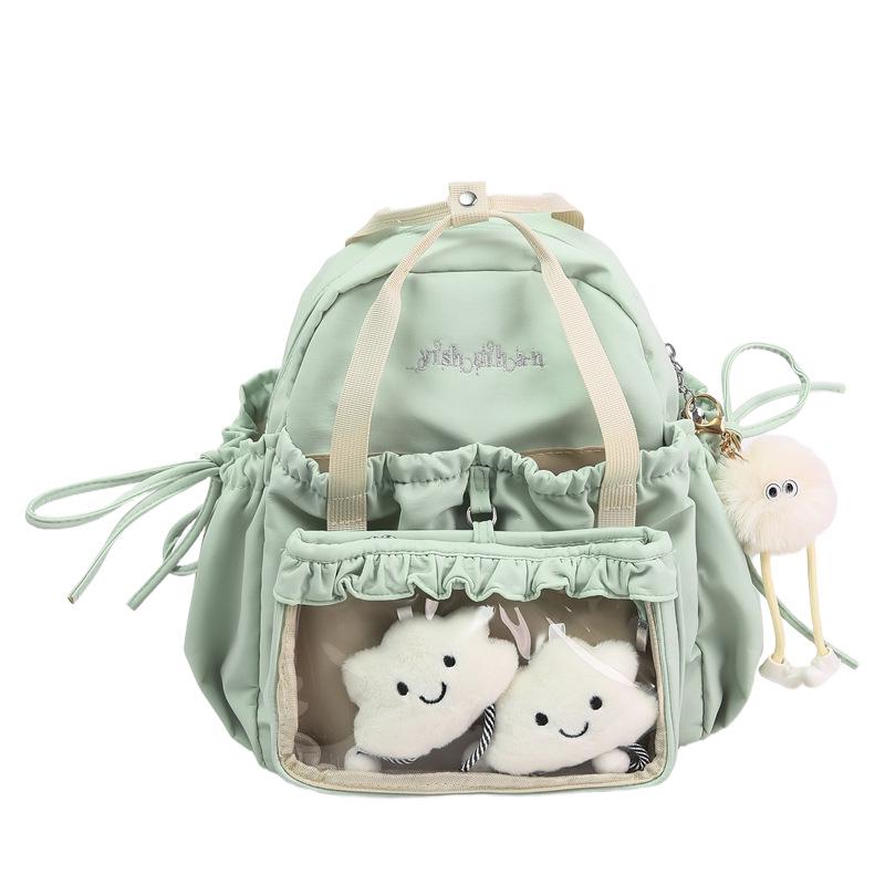 Student Rucksack mit großem Fassungsvermögen, lässig, mit Cartoon-Anstecknadeln, für Reisen und Schule