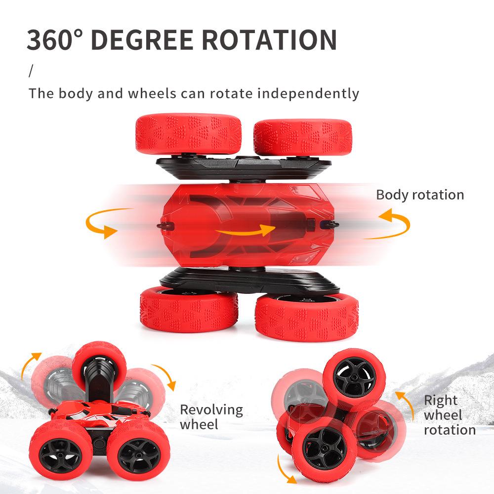 High-Speed 360° Remote Control Stunt Car with Lights - Double-Sided Tumbling Toy for Kids