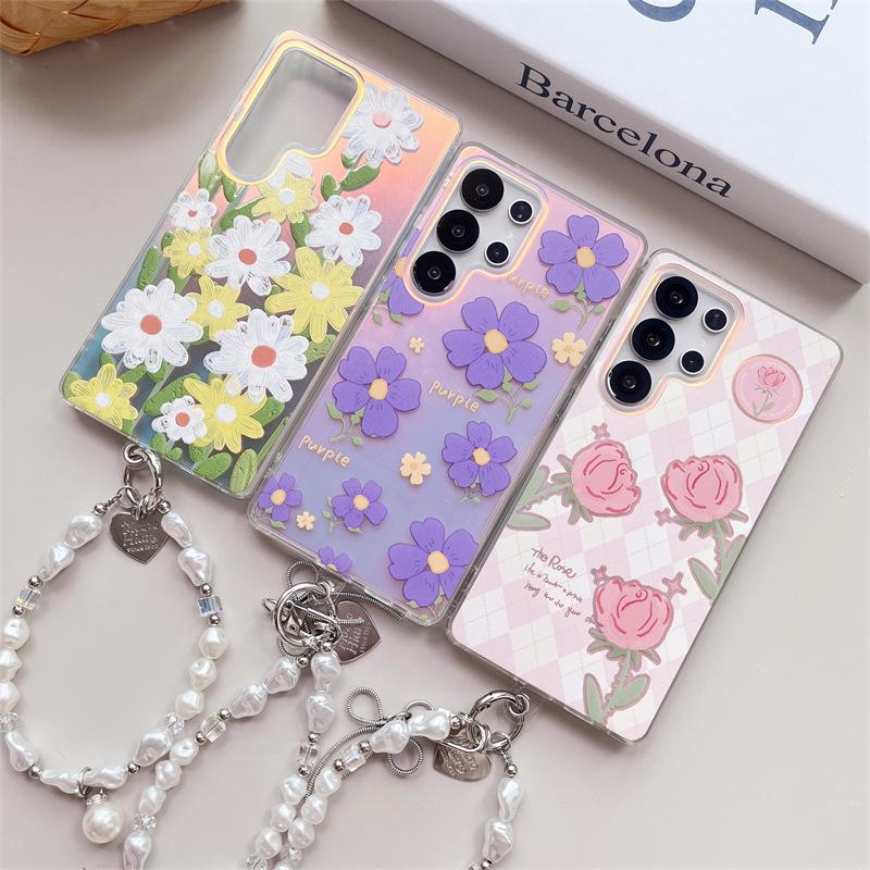 Pink & Purple Floral Samsung Case: A55, A35, A05 Drop-Proof, A14 Fashionable, A53 Stylish for Women