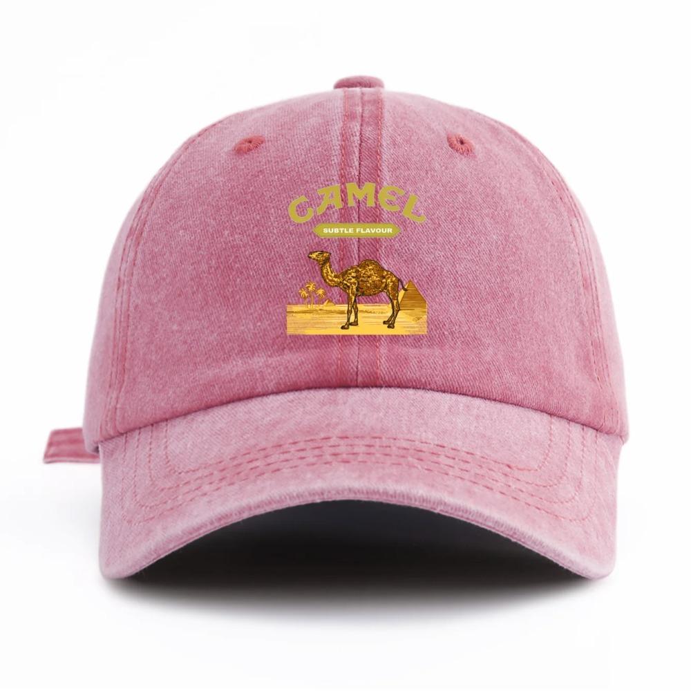 1 Stück gewaschene Baseballkappe mit Kamelprint für Erwachsene, minimalistischer Retro-Stil, lässige, weiche, verstellbare Dad-Kappe, perfekt als Geschenk
