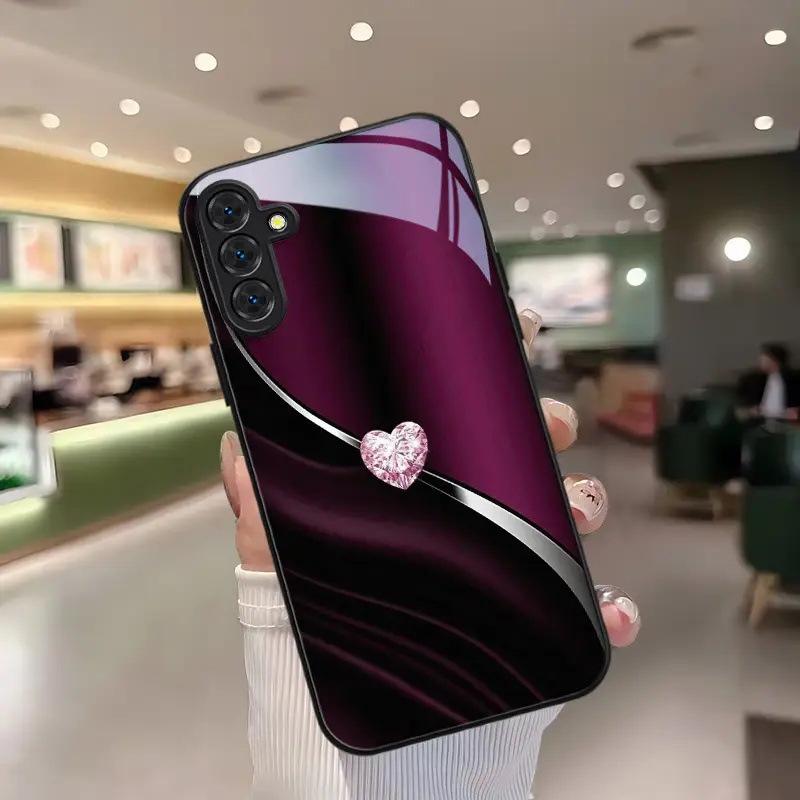 Foreign trade hot-selling model simple love Samsung S23 supreme version mobile phone case GalaxyS24PLUS glass protective case