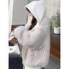 VAYLA Spring Winter Hairy Shaggy Soft Thick Warm Faux Fur Coat Women with Hood Fluffy Jacket Fake 2 Piece Clothes