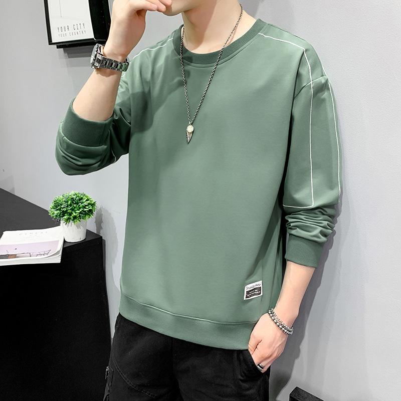 Men's Sweatshirt Spring New Youth Hong Kong Style Casual Loose Round Neck Long Sleeve Versatile T-shirt Bottoming Shirt