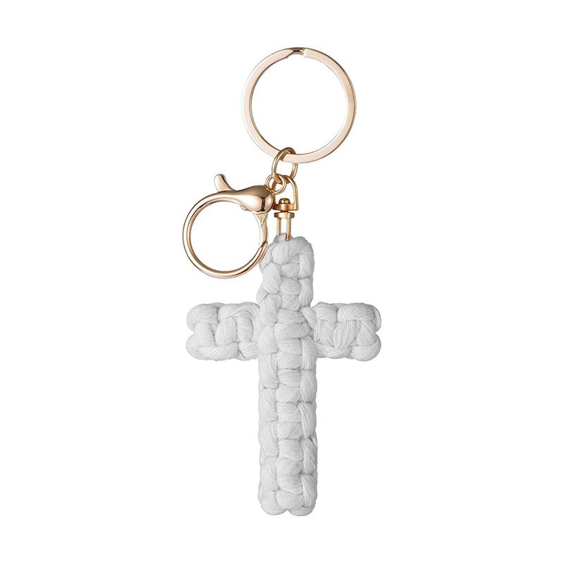 

Bohemian Hand-Woven Cross Keychain Pendant Keyring Charm Car Decoration Bag Charm Jewelry Gift as the picture
