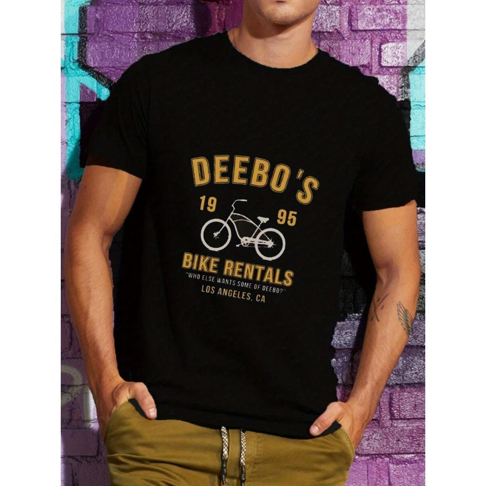 

Dibio s men s bicycle rental patterned T-shirt with black and gold letters breathable regular style casual and sporty T-shirt XL