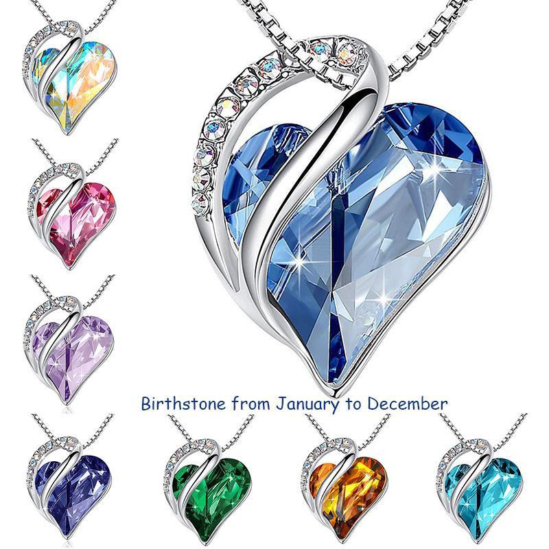 

Ожерелье с подвеской Love Heart Crystals с января по декабрь Украшения с камнями для женщины Хрустальное колье-чокер для подарка на День святого Валентина