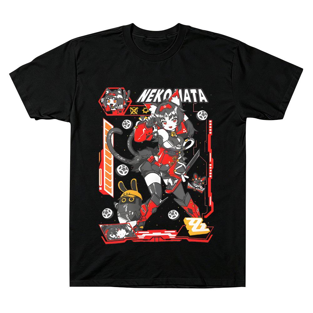 Nekomata Zzz T Shirts Zenless Zone Zero T-shirts Unisex Cotton Tee Fashion Women Men O-neck Short Sleeve Clothes XS чёрный