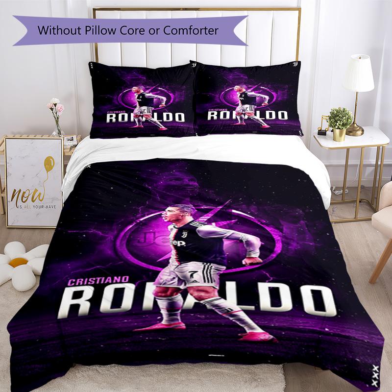 Cristiano Ronaldo Fans Bedding Set Breathable Duvet Cover with Pillowcases Decorative Bed Linen for Bedroom Home Decoration Birthday Gift