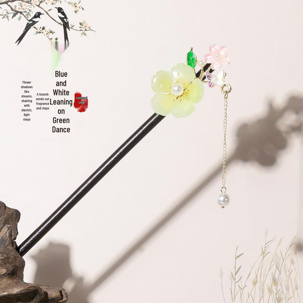 Ancient-Style Wooden Tassel Hairpin for Women - Hanfu Chinese Ornaments & Accessories