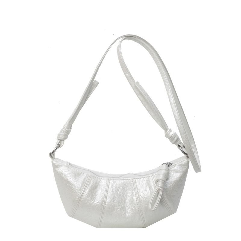 Fashion High-end Sense Niche Design Croissant Bag Versatile Personality Trend Foreign Style Solid Color PU Shoulder Messenger Bag