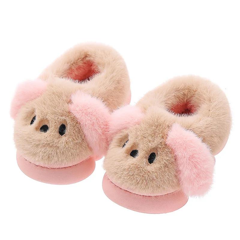 New Home Cotton Slippers Winter Warmth Girl Shoe Comfort Non Slip Boy Shoes Cute Thick Cotton Shoe Plush Bag Heel Simple Slipper