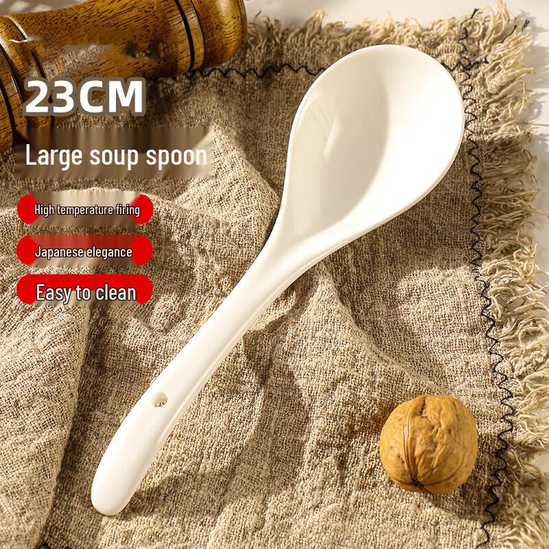 Japanese Ceramic Long-Handle Soup Spoon