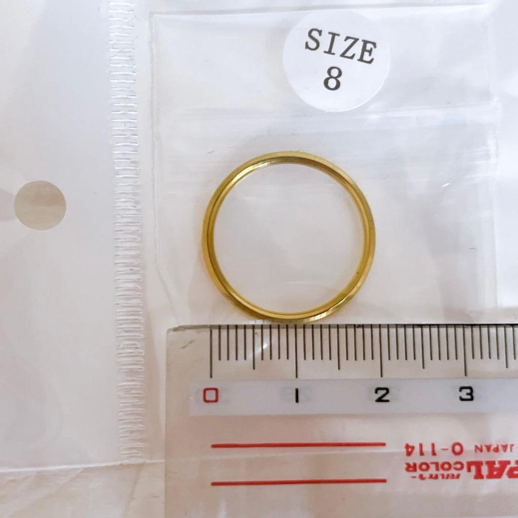 Used Allencoco K14 Plated Stainless Steel Ring Size 16 (US 8) Gold