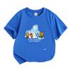 Kids Boys Girls 100% Cotton Crew Neck Short Sleeve T-Shirt, Cute Cartoon Cats Ice Block Printed Casual Soft Summer Tee for Children Daily Wear