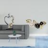 Romantic Couple Figurine Sculpture with Flower Leaves Nordic Metal Art for Bedroom Wedding Dining