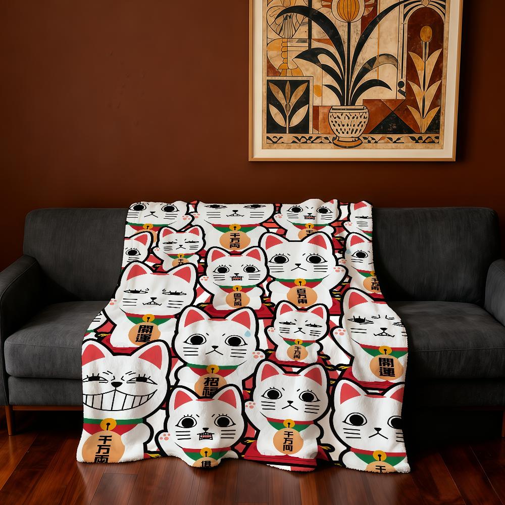 Blanket Super Luck Warm Maneki Comfortable Plush Throw Money Blanket Child Home Sofa Bedroom Rich Cat Neko Gift