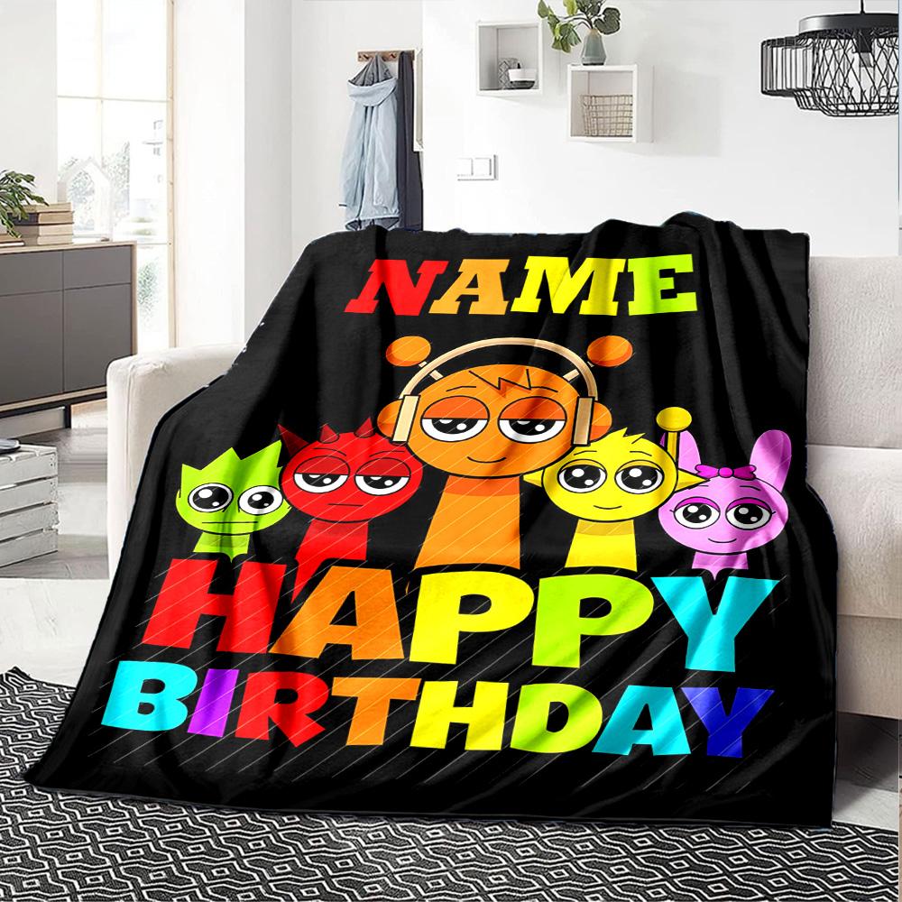 Customiz Name Personality Sprunki Themed Blanket Soft &Warm Sofa Office Bed Travel Lunch Break Blanket, Gift Suitable All Seasons
