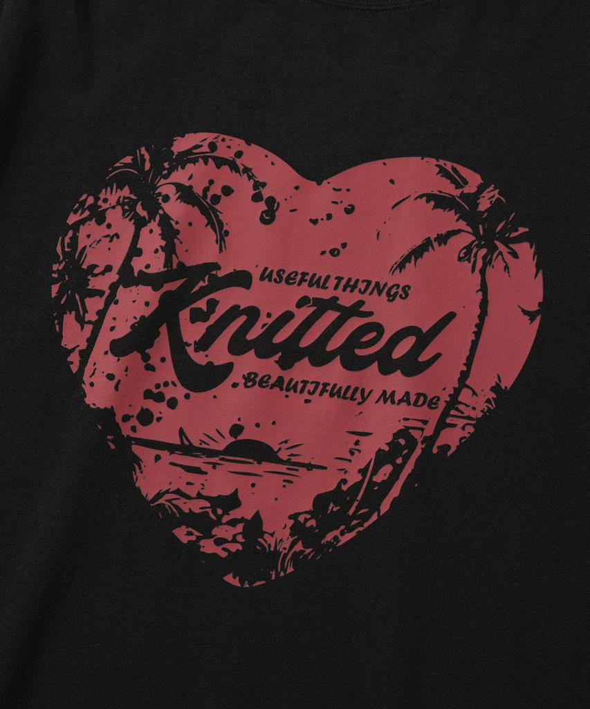 KNITTED Palm Tree Heart T-Shirt Black-Red