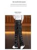 Women's High-Waisted Plaid Wide-Leg Pants - Spring Slimming Casual Drape Style