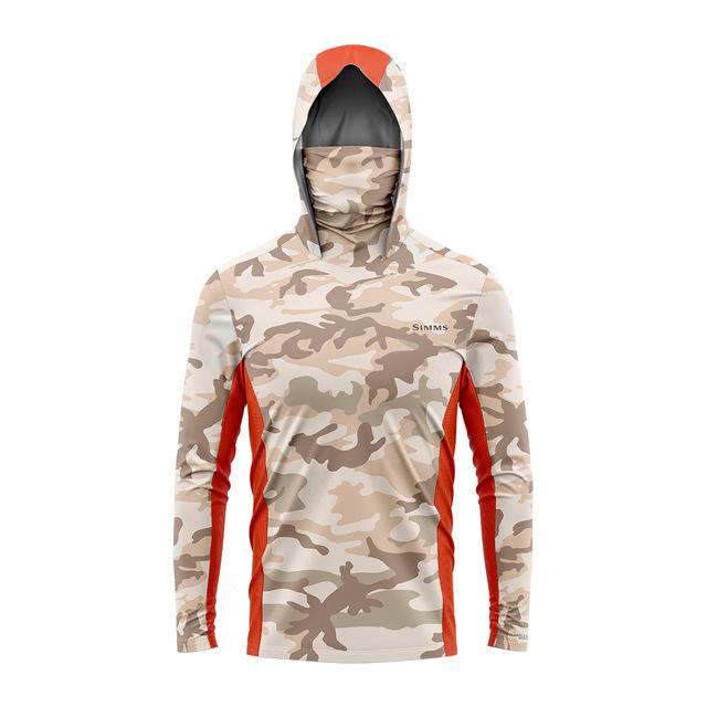 SIMMS Mimetico Tuta da Pesca Uomo Luya Tuta Parasole Estiva Felpa con Cappuccio a Manica Lunga Indossare Maschera Asciugatura Rapida Traspirante