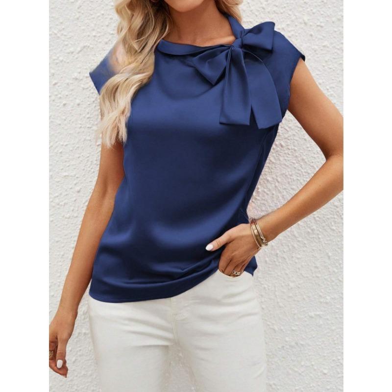 Top estivo da donna con fiocco a mezza lunghezza e design a nicchia