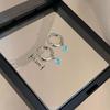Fashion Lake Blue Pendant Earrings Droplet Zircon Simple Ear Studs Women's Jewelry Gift