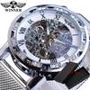 Winner Casual Mechanical Watches For Men Golden Roman Fashion Stainless Steel Belt Mesh Strap Wristwatch Clock Relogio Masculino