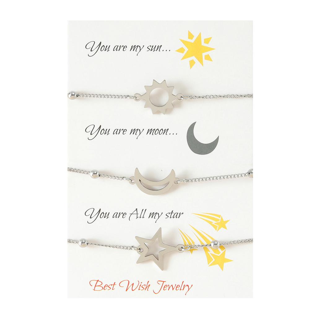 Für Sonne Mond Stern Freundschaft Passende Armbänder Distanzbeziehungsarmbänder für Freunde Ihn Sie Mutter Tochter Geschenk