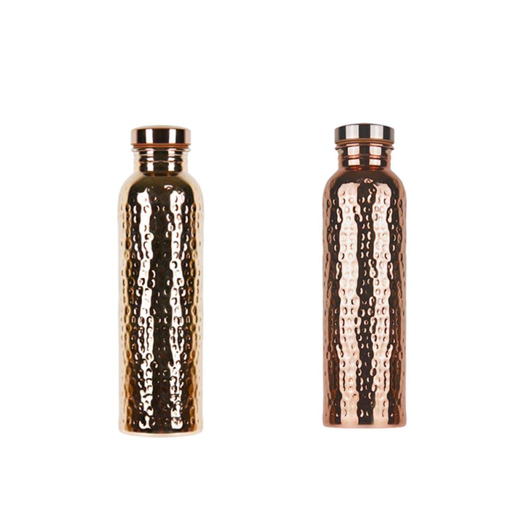 Hammered Water Bottle Portable Handcrafted Metal 800ml Water Vessel Drink Bottle for Hiking Office Outdoor Fishing Backpacking