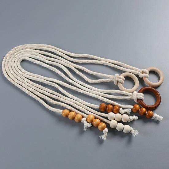 Yousheng Natürliche Holzperlen Vorhangband mit Quastenring Dekorative Halter Vorhangbinder Wohnzimmer Heimdekoration