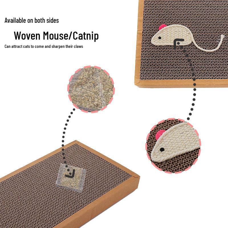Cat Scratching Board with Woven Mouse & Catnip Bag Interactive Toy Bundle