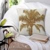 Goldene Palme Faux Metallische Folie Quadratische Kissenhülle Polyester Leinen Samt Bedruckt Reißverschluss Dekorative Kissenhülle Auto Kissenbezug