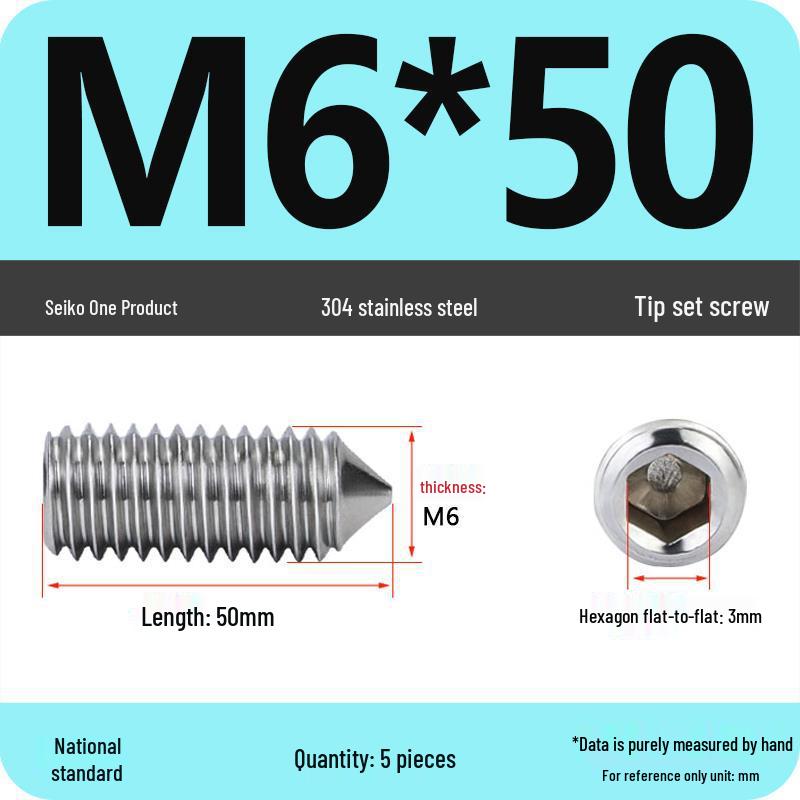 304 Stainless Steel Internal Hex Set Screw | Headless Grub Screw M2-M16