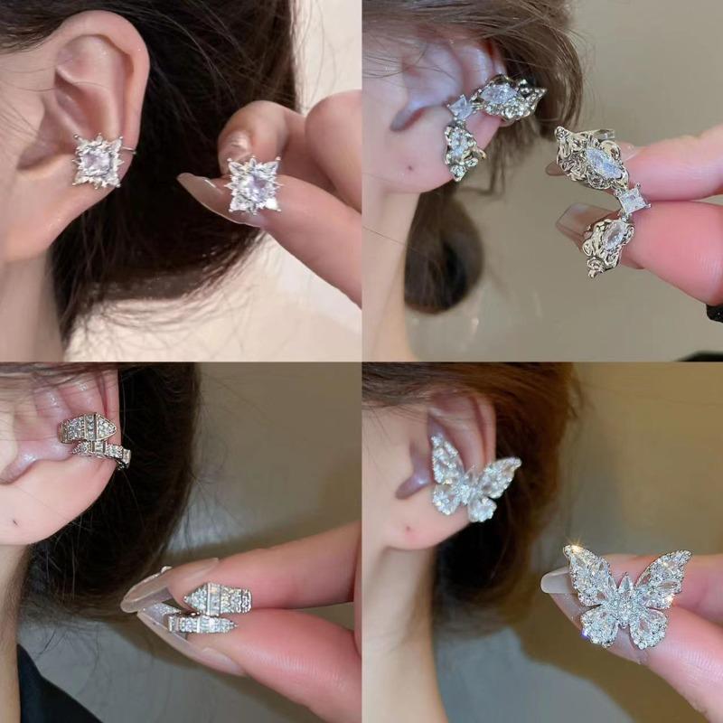 Korean ins style high-end multi-layer butterfly ear clips, new ear bone clips without ear piercings, light luxury atmosphere earrings, women