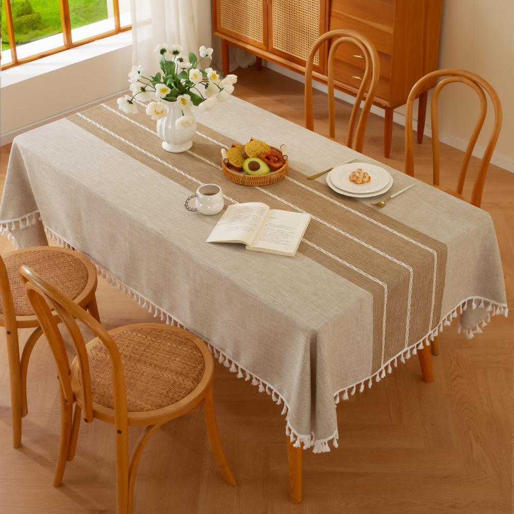 Hot-Selling Ins Wind Tablecloth Cotton And Linen European-Style Fabric Dust-Proof Dining Table Cloth Coffee Table Rectangular Tablecloth Spot