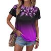 Summer Round Neck 3D Floral Gradient Printed Top Fashionable Casual Short Sleeved Women's T-shirts