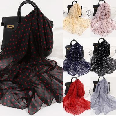160*50cm Women Dot Print Long Soft Wrap Scarf Simulation Silk Shawl Scarves