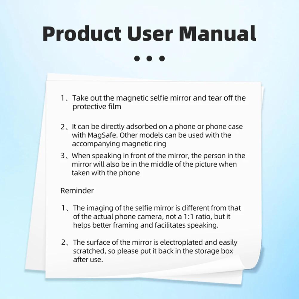 Magnetic Selfie Mirror for Back Camera Phone Reference Mirror Selfie Reflector Selfie Artifact for Apple Magsafe iPhone 15 14 13