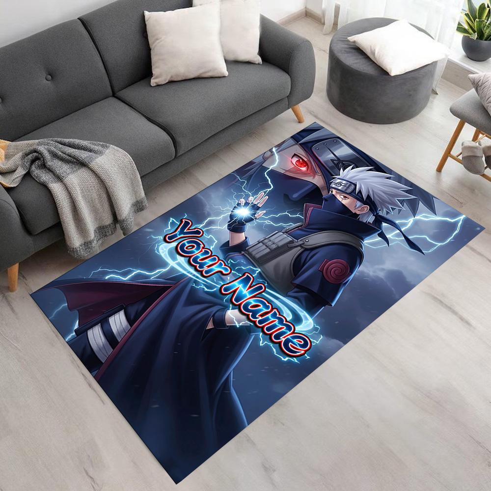 Naruto Character Customize Your Name Floor Mat Suitable for Kitchen Game Room Foyer Entryway Anti-slip Rug Anime Office Decor