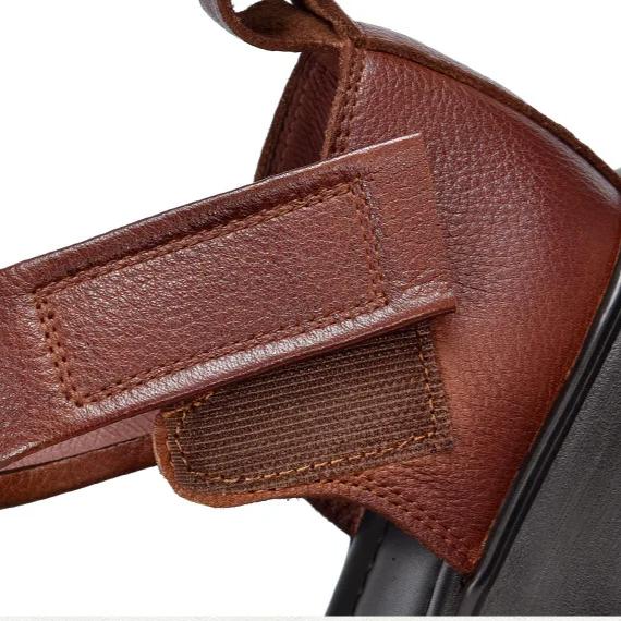 Johnature Retro Lightweight Thick Soled Sandals Genuine Leather Roman Women's Platform Shoes