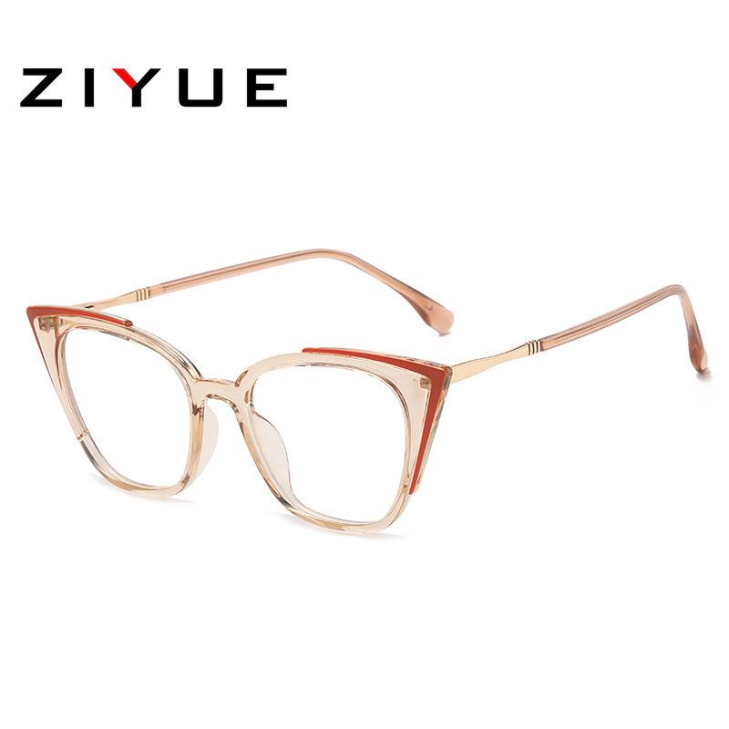 Women's Cat-Eye Prescription Glasses with Spring Hinge, Anti-Blue Light Slimming Design for Larger Faces.