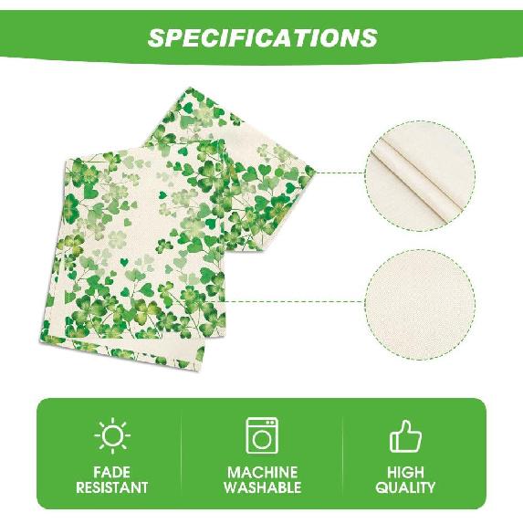 Artoid Mode Shamrock Love Heart 210 GSM St. Patrick's Day Table Runner, Seasonal Spring Kitchen Dining Table Decoration for Home Party Decor 13x72