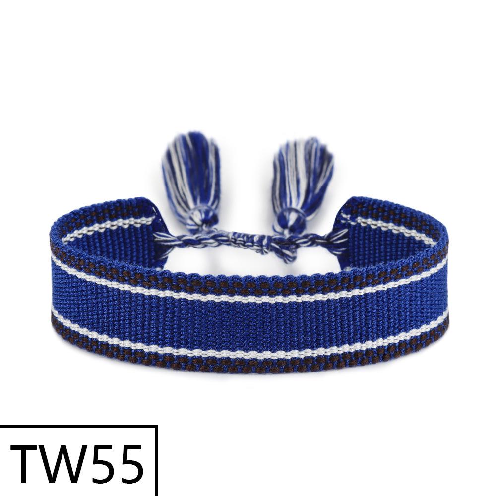 Handmade Bohemian Embroidered Logo Tassel Bracelet - Ethnic Style Friendship Band