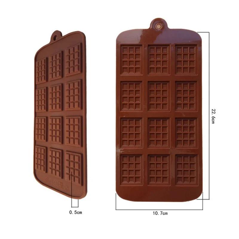 12-Cavity Chocolate Silicone Mold - Even Fondant DIY Chocolate Bar Mold, Cake Decoration Tool, Kitchen Baking Accessory