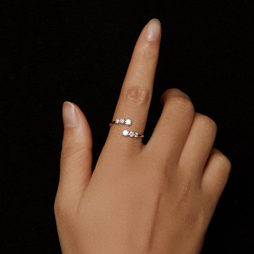 Silver adjustable moissanite ring 925 silver