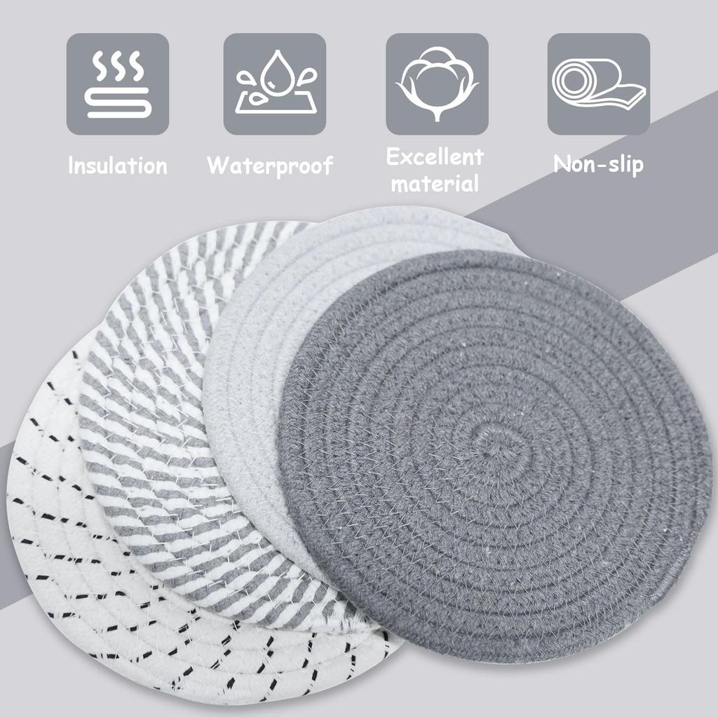 Set of 4 Round Coaster Pot Placemats and Pot Coaster  Pot Holder Placemats for Kitchen Pots Pans and Plates