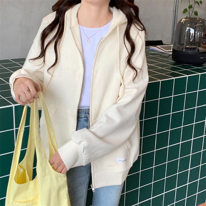 Chic Zip-up Hoodies Female Casual Street Loose Thin Sweatshirt Pocket Hooded Women Cardigans