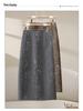Sequined Woolen High-Waist Straight Skirt for Women